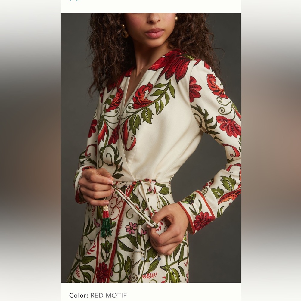 NWT Farm Rio Long-Sleeve Printed Wrap Mini Dress Ted Motif Size M - Picture 3 of 6